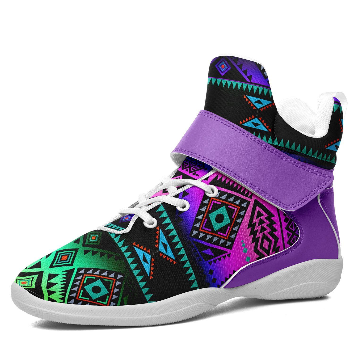 California Coast Sunrise Kid's Ipottaa Basketball / Sport High Top Shoes 49 Dzine US Women 4.5 / US Youth 3.5 / EUR 35 White Sole with Lavender Strap 