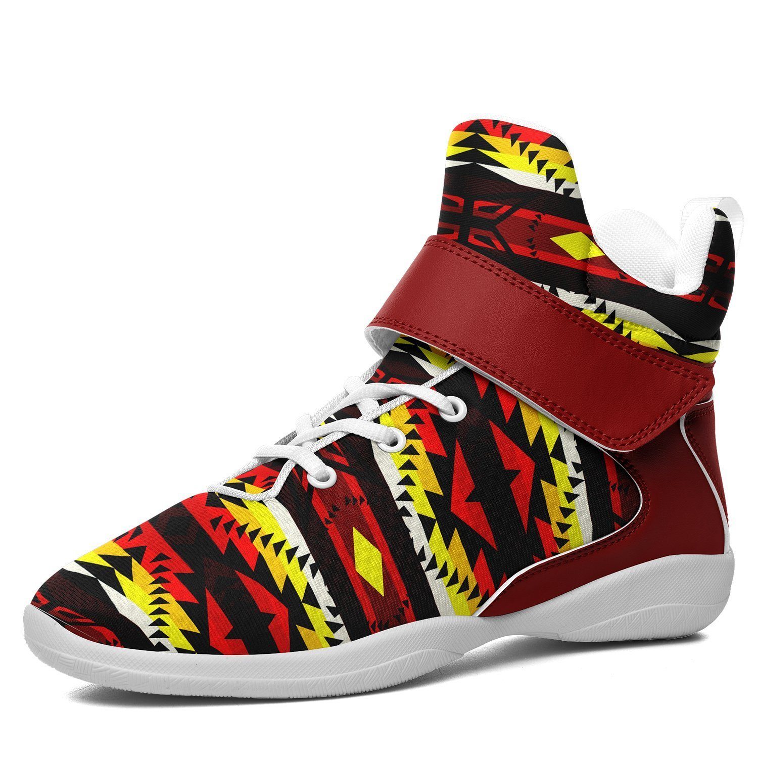 Canyon War Party Kid's Ipottaa Basketball / Sport High Top Shoes 49 Dzine US Child 12.5 / EUR 30 White Sole with Dark Red Strap 