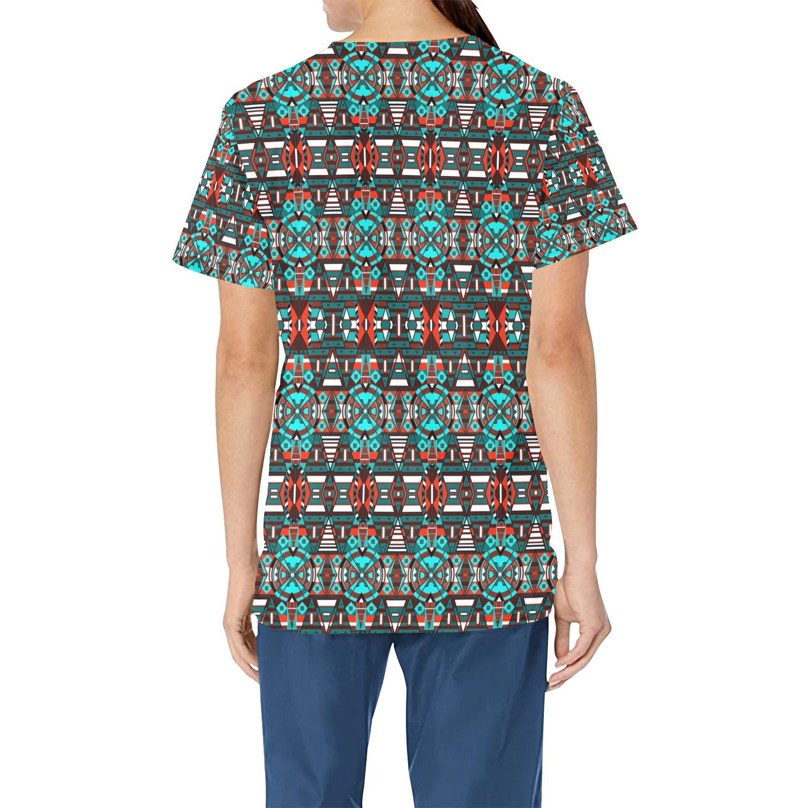 Captive Winter All Over Print Scrub Top Scrub Top e-joyer 