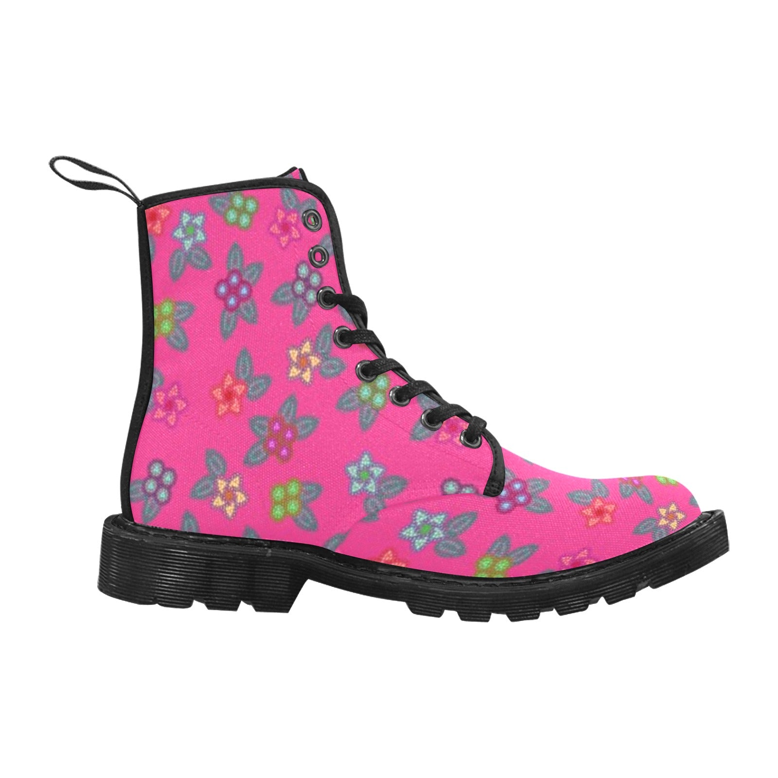 Berry Flowers Boots for Women (Black)