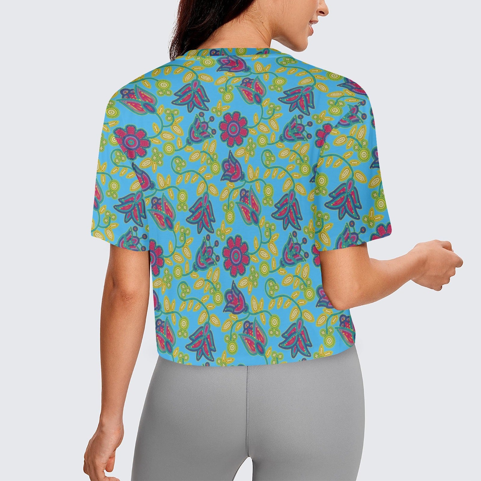 Beaded Nouveau Lime Women's Cropped T-shirt