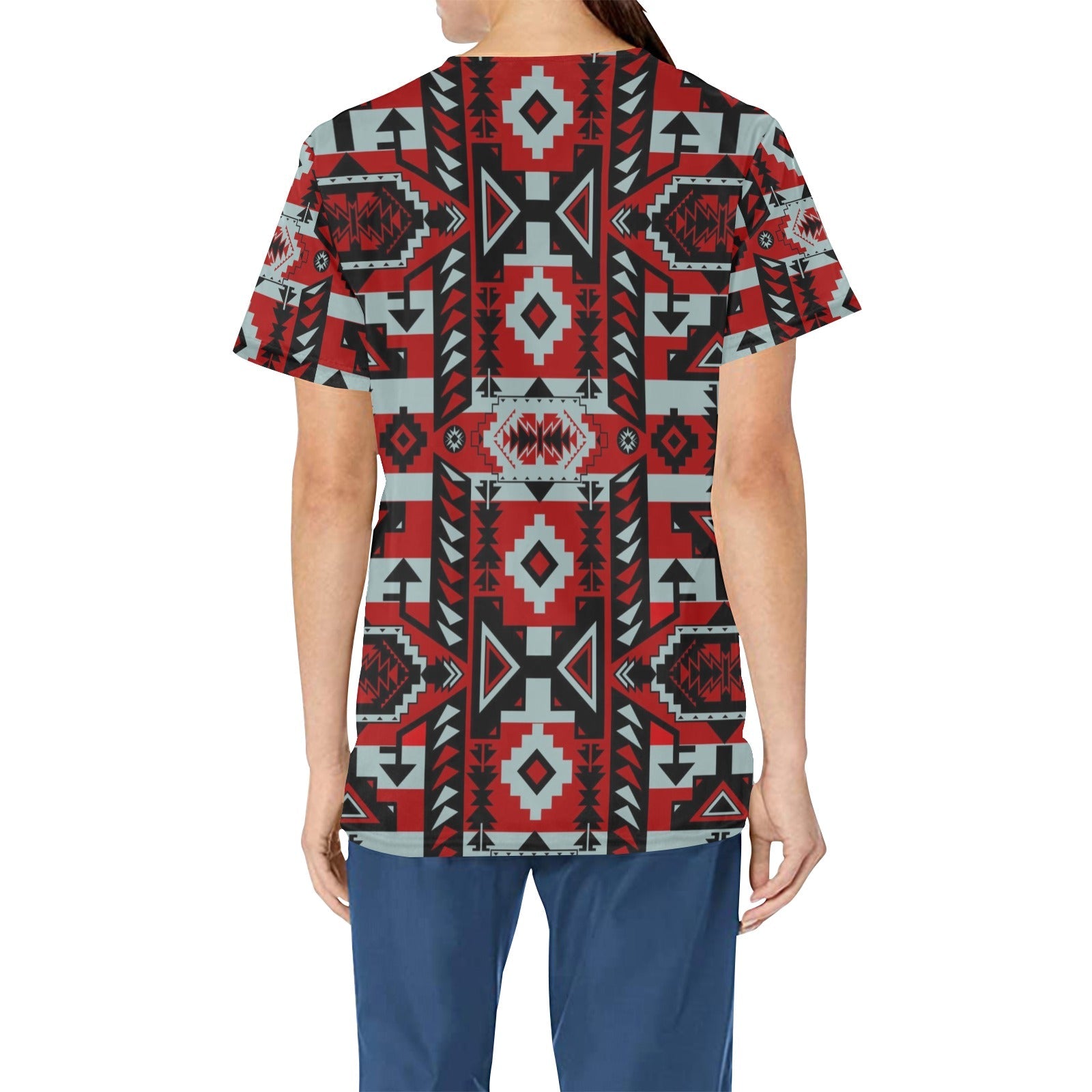 Chiefs Mountain Candy Sierra Dark All Over Print Scrub Top Scrub Top e-joyer 