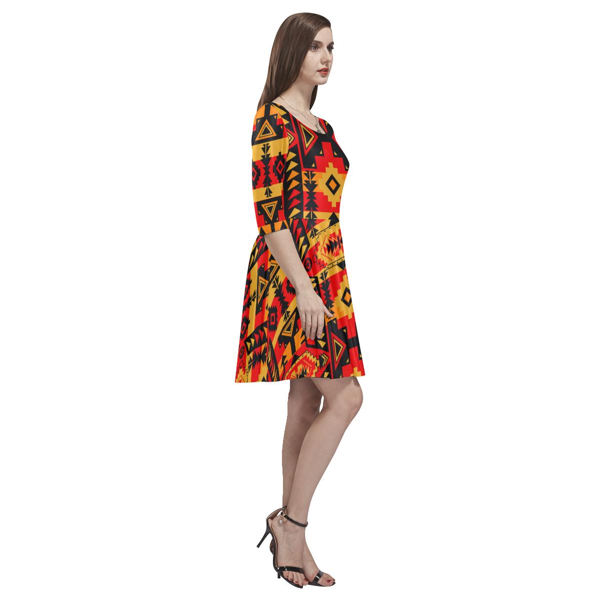 Chiefs Mountain Fire Tethys Half-Sleeve Skater Dress(Model D20) Tethys Half-Sleeve Skater Dress (D20) e-joyer 