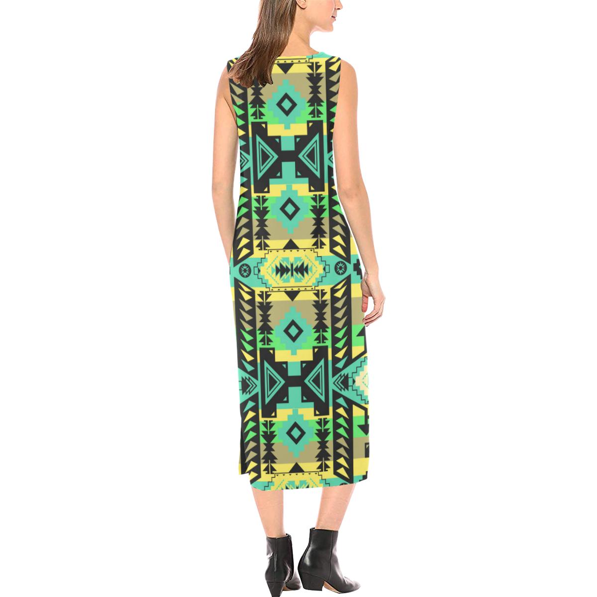 Chiefs Mountain Light Kelly Phaedra Sleeveless Open Fork Long Dress (Model D08) Phaedra Sleeveless Open Fork Long Dress (D08) e-joyer 