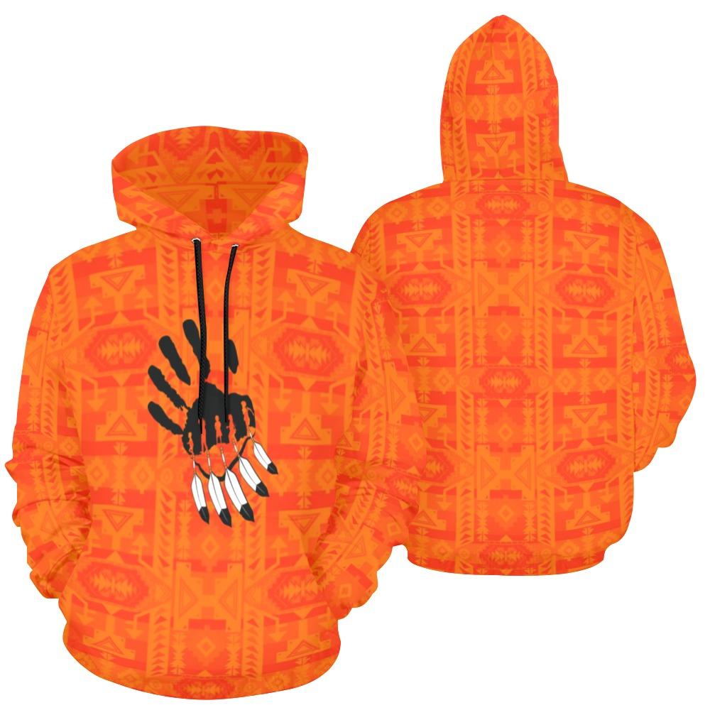 Chiefs Mountain Orange A feather for each All Over Print Hoodie for Women (USA Size) (Model H13) All Over Print Hoodie for Women (H13) e-joyer 
