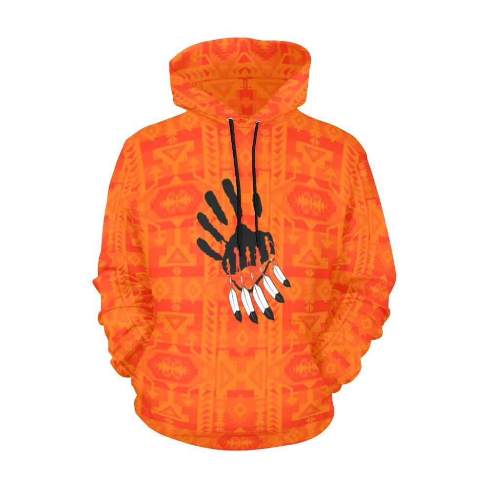Chiefs Mountain Orange A feather for each All Over Print Hoodie for Women (USA Size) (Model H13) All Over Print Hoodie for Women (H13) e-joyer 