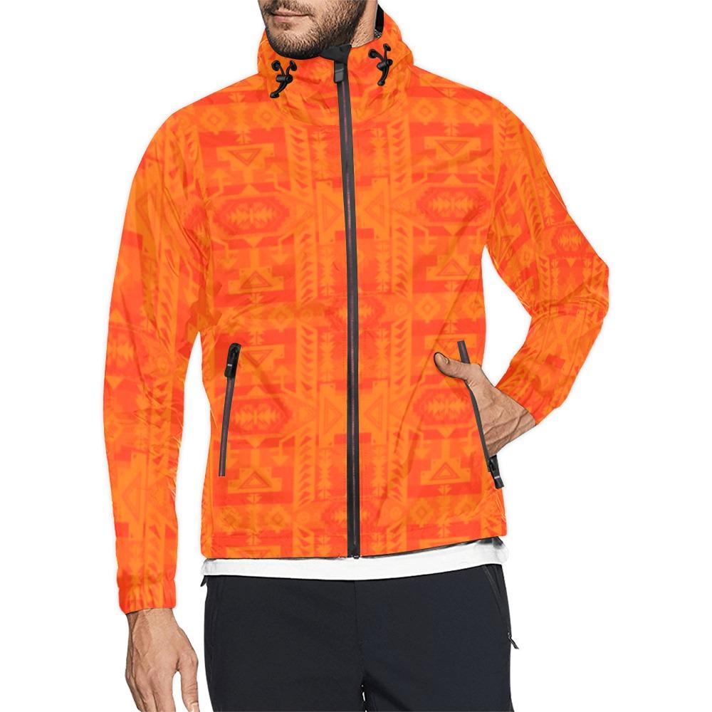 Chiefs Mountain Orange A feather for each Unisex All Over Print Windbreaker (Model H23) All Over Print Windbreaker for Men (H23) e-joyer 