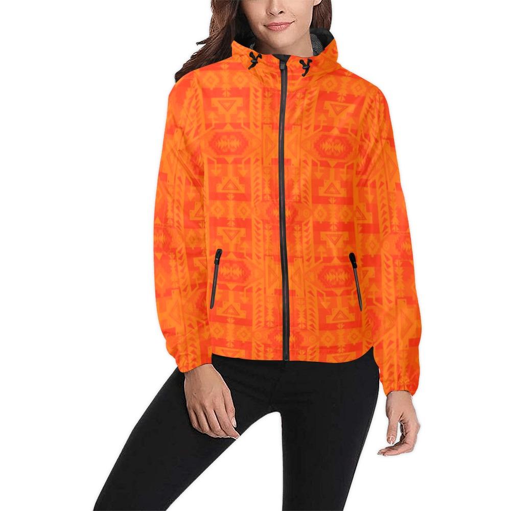 Chiefs Mountain Orange Feather Directions Unisex All Over Print Windbreaker (Model H23) All Over Print Windbreaker for Men (H23) e-joyer 