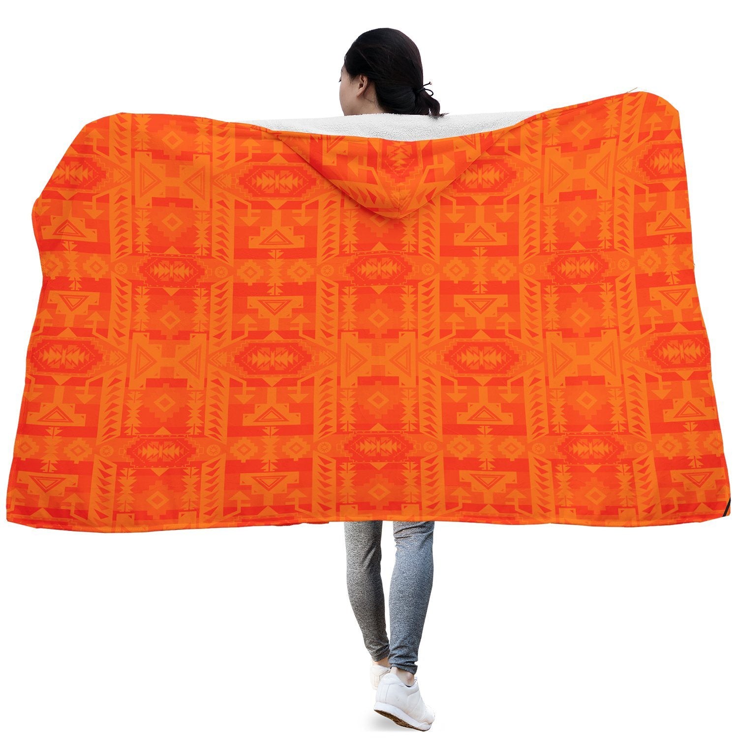 Chiefs Mountain Orange Hooded Blanket blanket 49 Dzine 