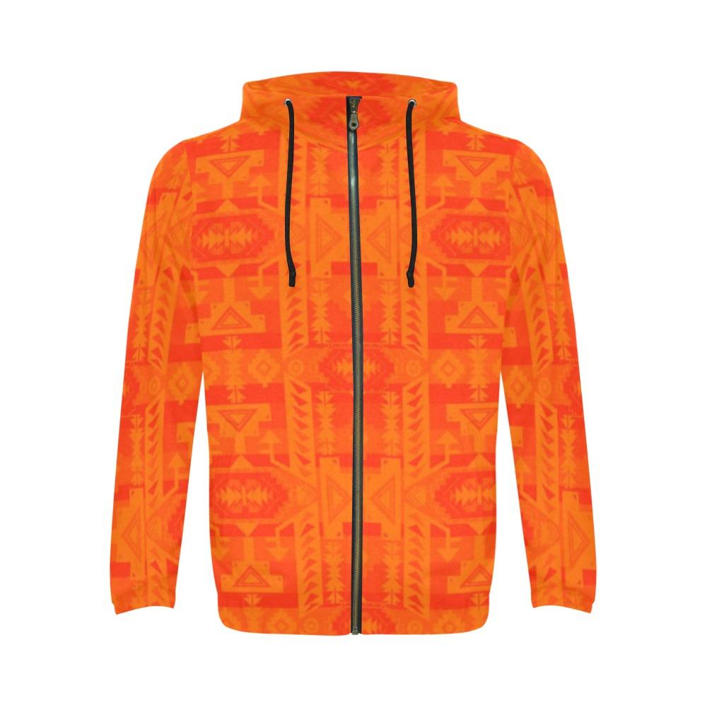 Chiefs Mountain Orange Orange Carrying Their Prayers All Over Print Full Zip Hoodie for Men (Model H14) All Over Print Full Zip Hoodie for Men (H14) e-joyer 