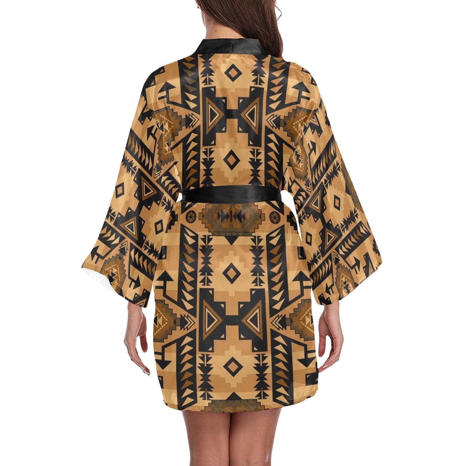 Chiefs Mountain Tan Long Sleeve Kimono Robe Long Sleeve Kimono Robe e-joyer 