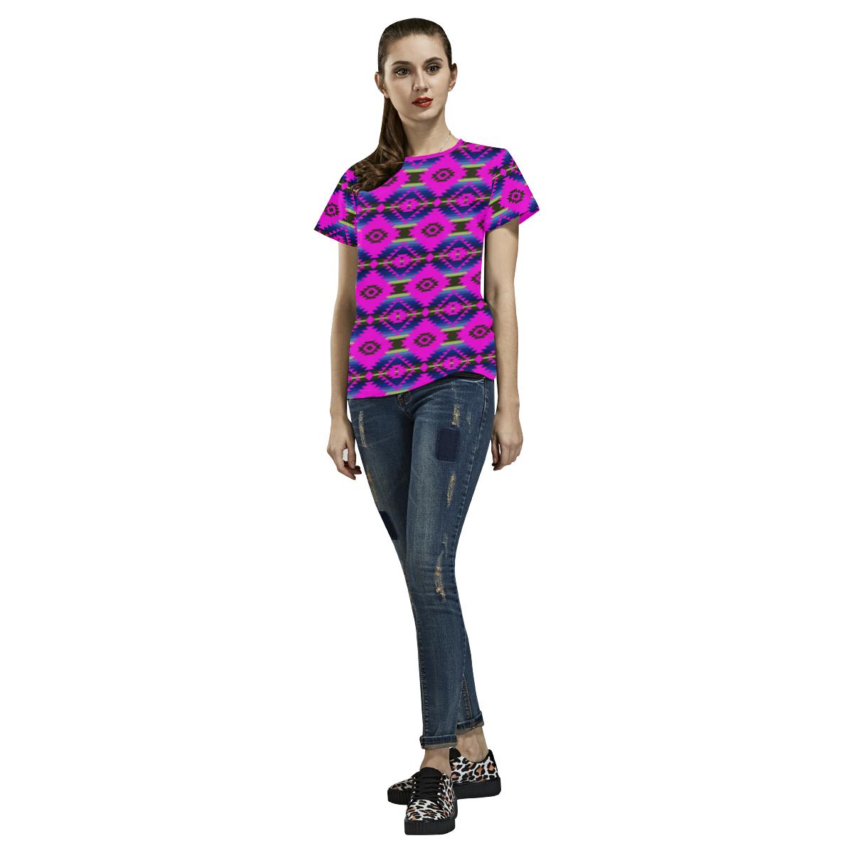 Cree Confederacy Ribbon Dress All Over Print T-shirt for Women/Large Size (USA Size) (Model T40) All Over Print T-Shirt for Women/Large (T40) e-joyer 