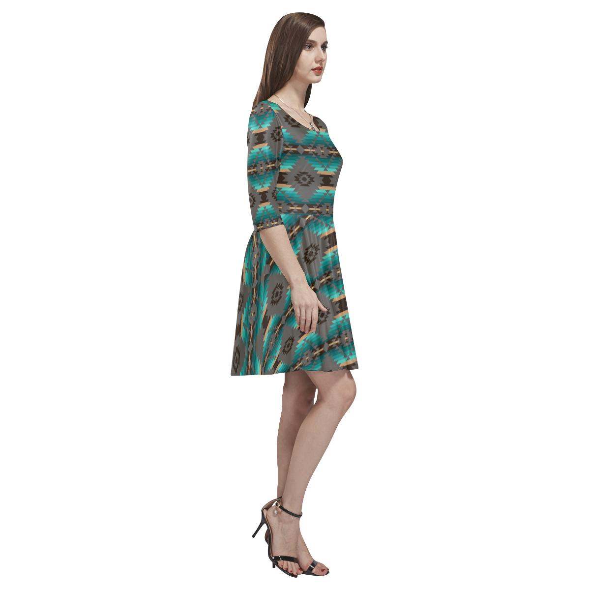 Cree Confederacy Tethys Half-Sleeve Skater Dress(Model D20) Tethys Half-Sleeve Skater Dress (D20) e-joyer 