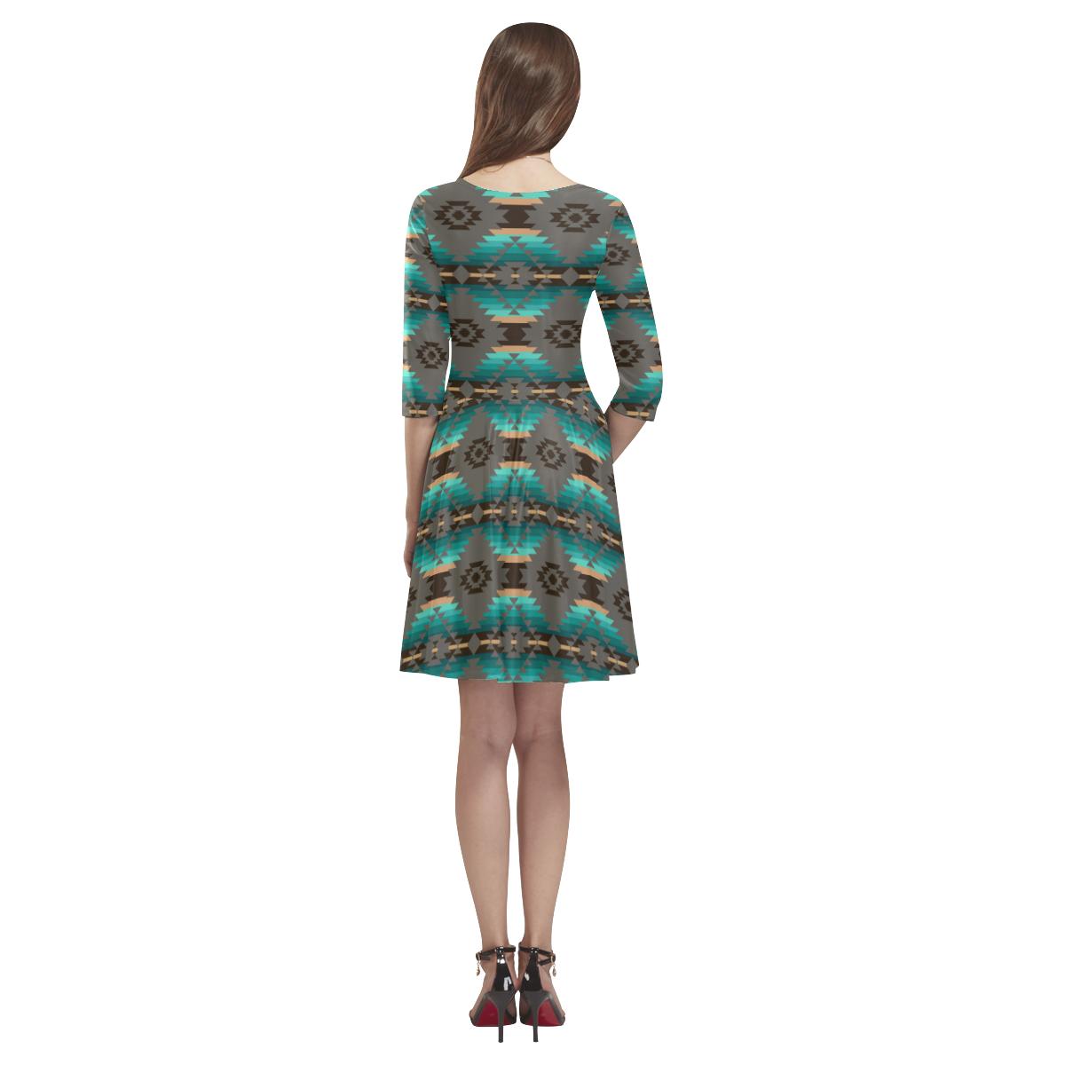 Cree Confederacy Tethys Half-Sleeve Skater Dress(Model D20) Tethys Half-Sleeve Skater Dress (D20) e-joyer 