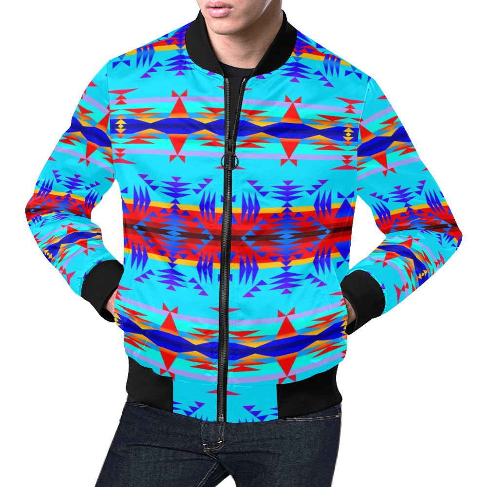 Between the Mountains Blue Bomber Jacket for Men