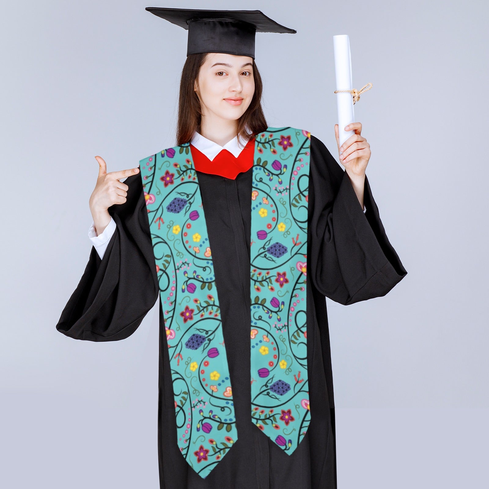 Fresh Fleur Sky Graduation Stole