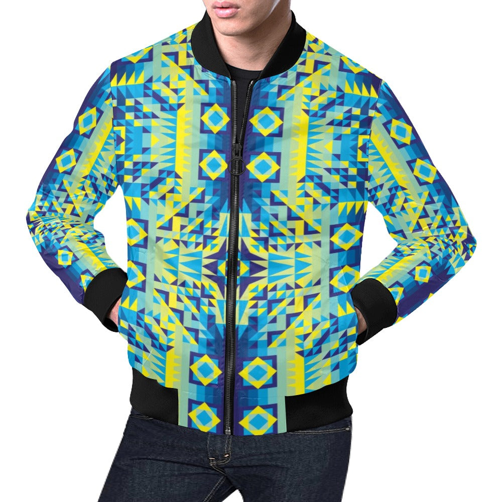 Kaleidoscope Jaune Bleu Bomber Jacket for Men