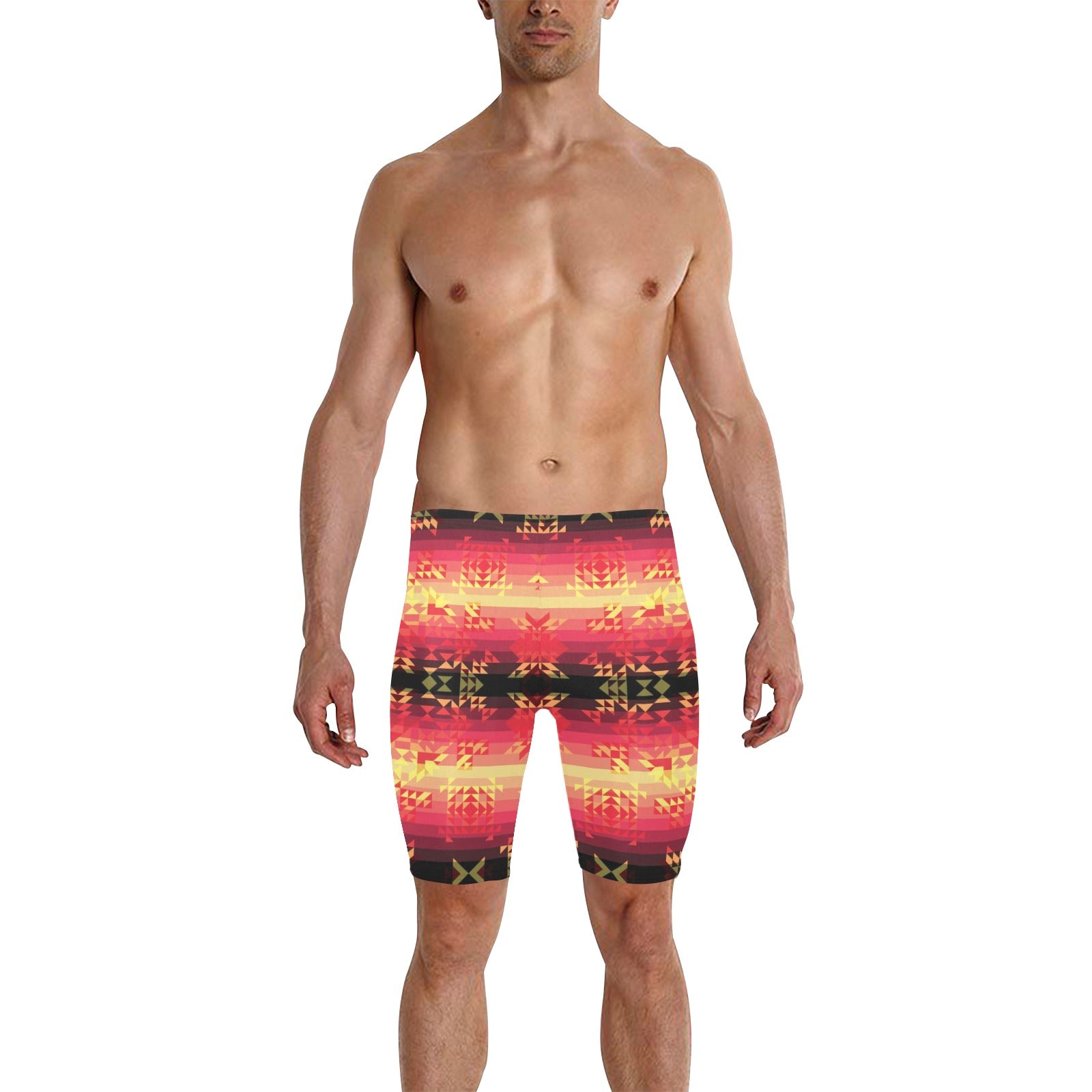 Soleil Fusion Rouge Men's Knee Length Swimming Trunks