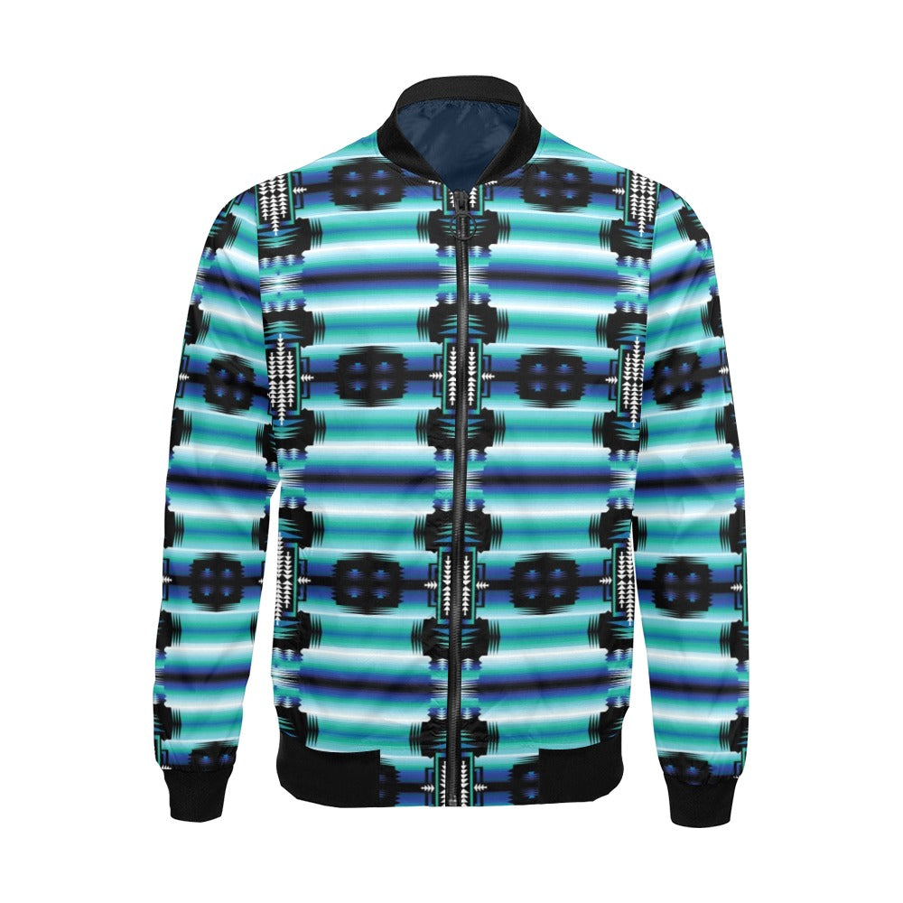 Rainy Skies Sage Indigo Dye Bomber Jacket for Men