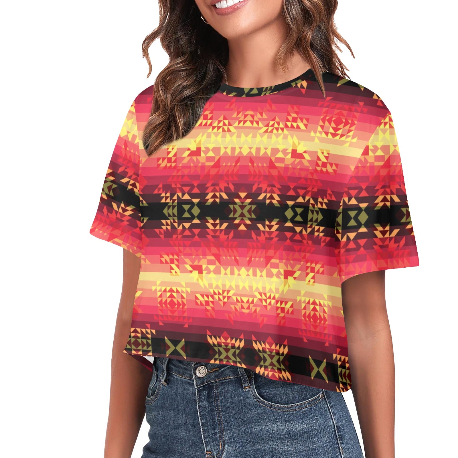 Soleil Fusion Rouge Women's Cropped T-shirt