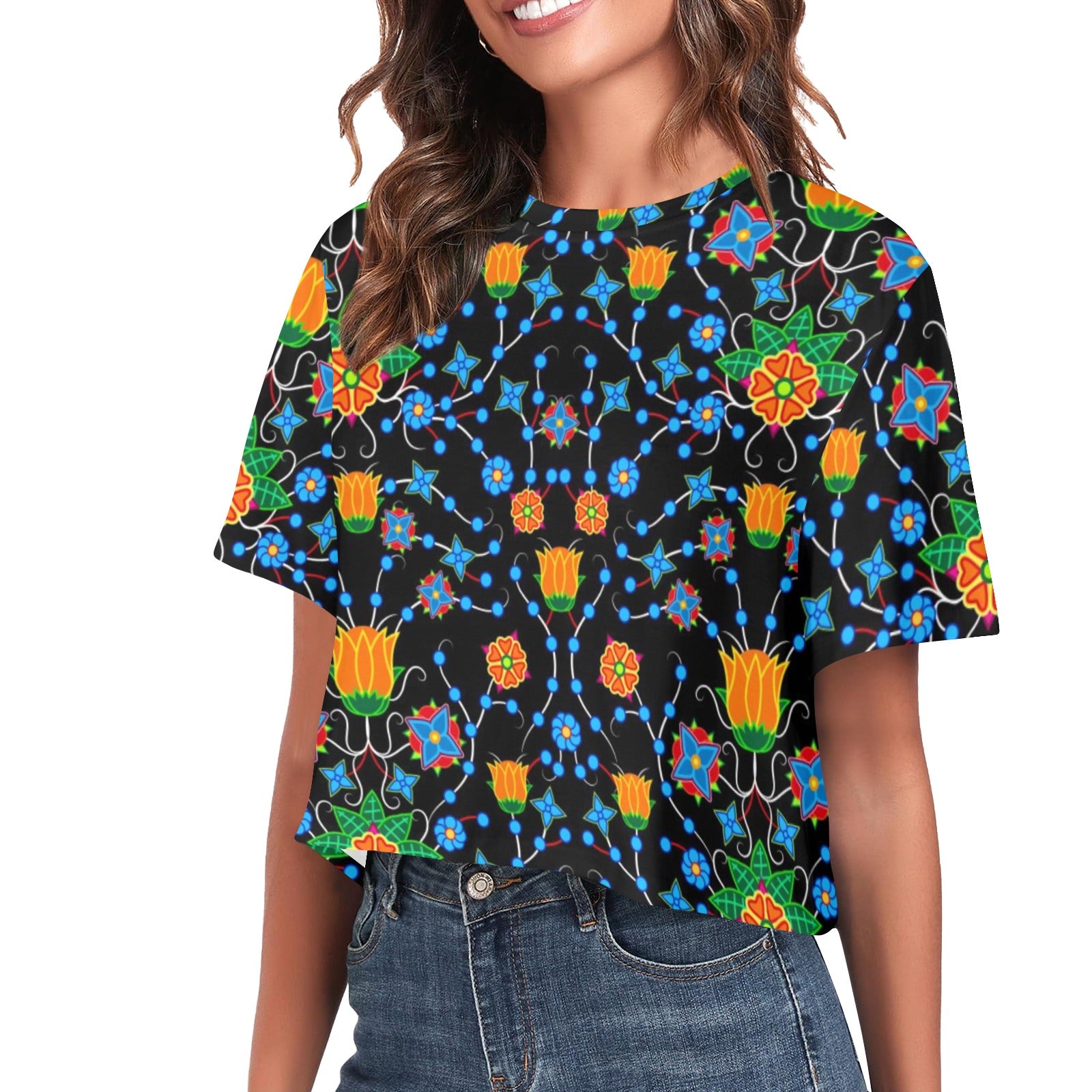 Floral Damask Women's Cropped T-shirt