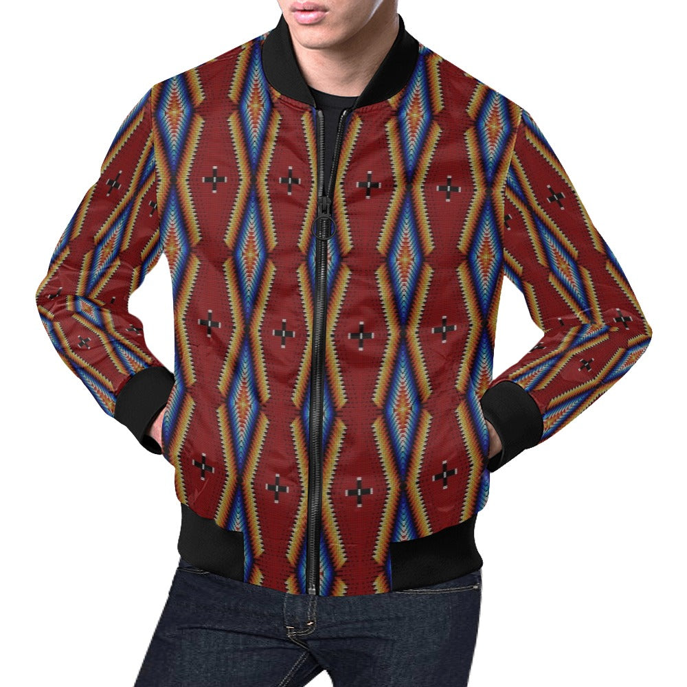 Diamond in the Bluff Red All Over Print Bomber Jacket for Men