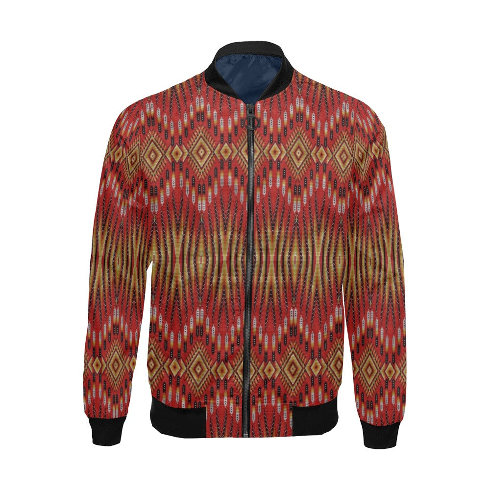 Fire Feather Red All Over Print Bomber Jacket for Men