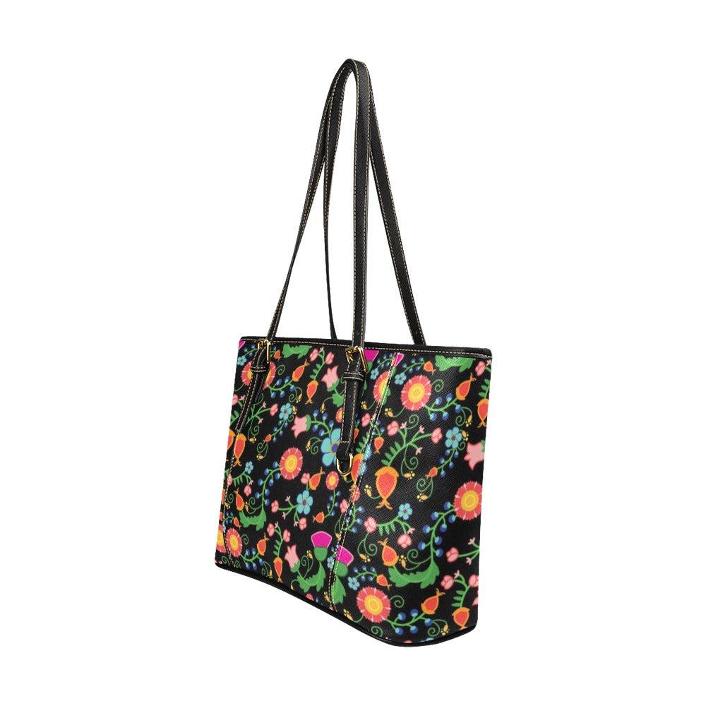 Bee Spring Night Leather Tote Bag/Large