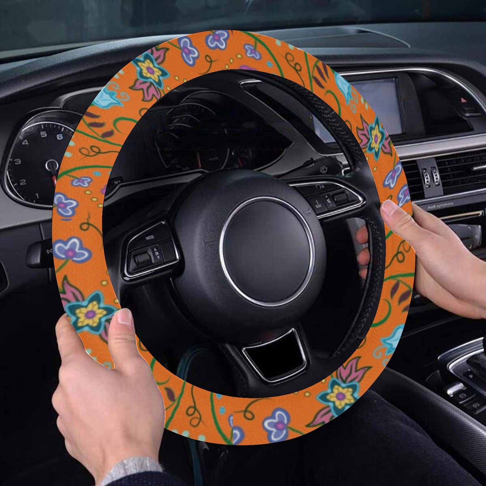 Fresh Fleur Carrot Steering Wheel Cover with Elastic Edge