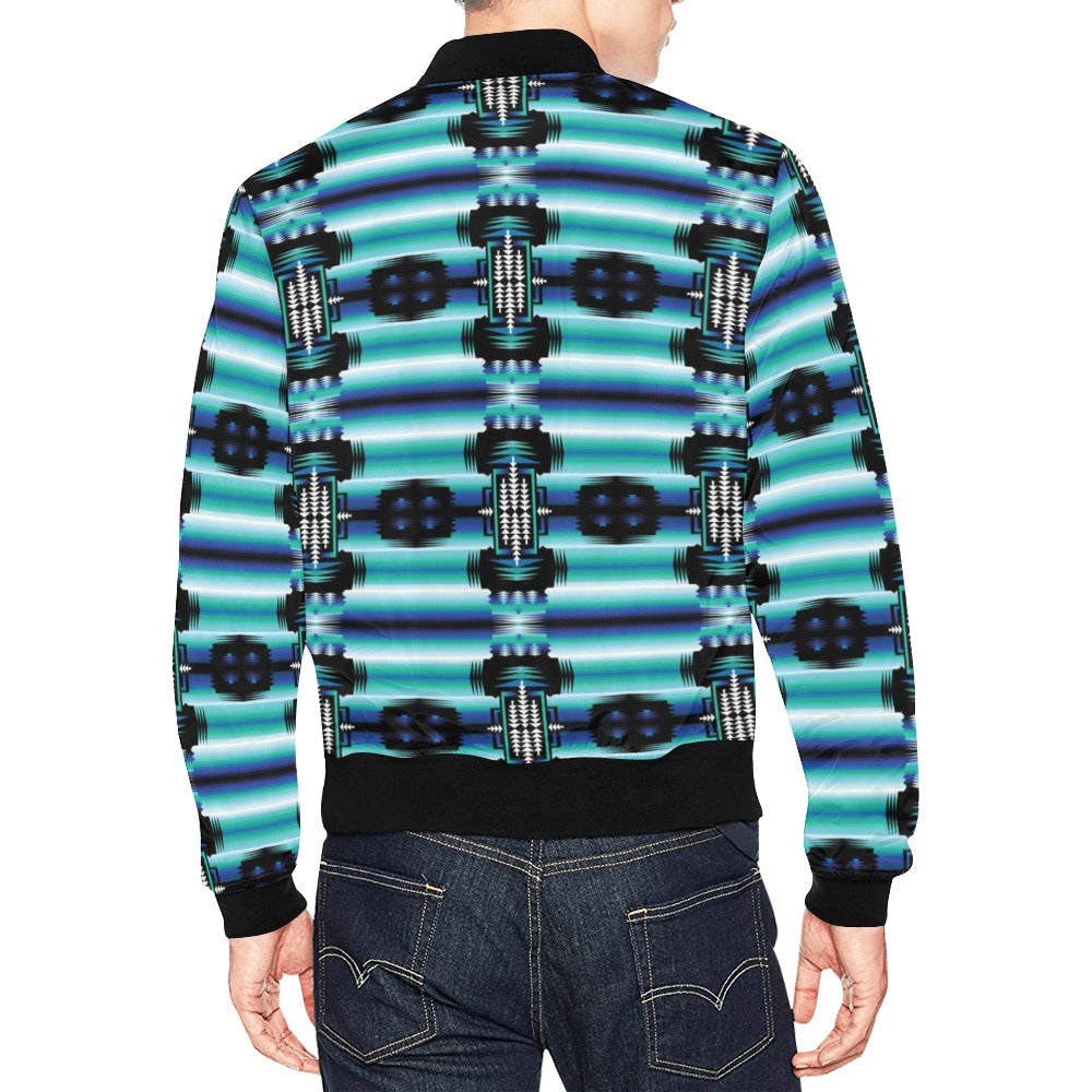 Rainy Skies Sage Indigo Dye Bomber Jacket for Men