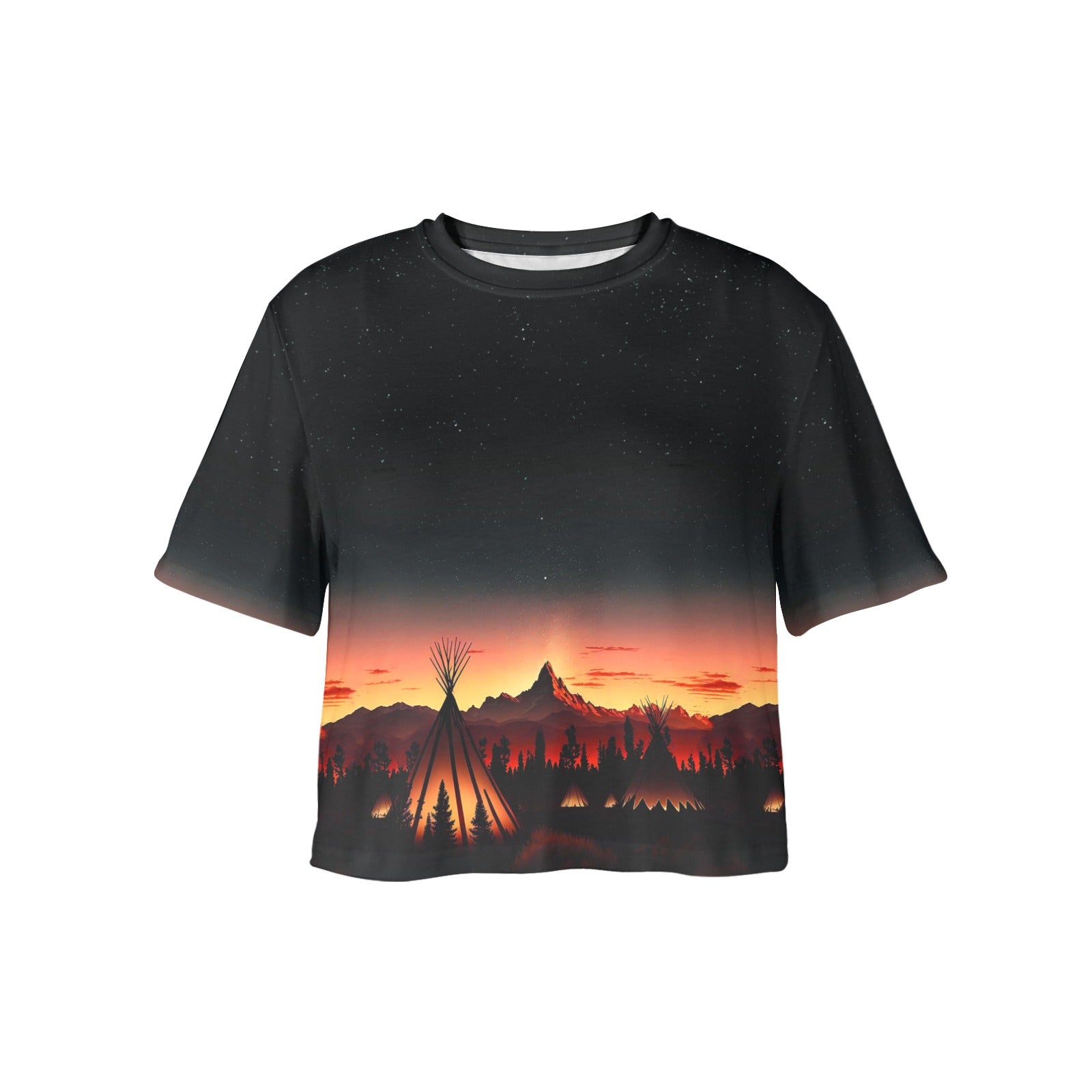 Sunset Tipis 1 Women's Cropped T-shirt