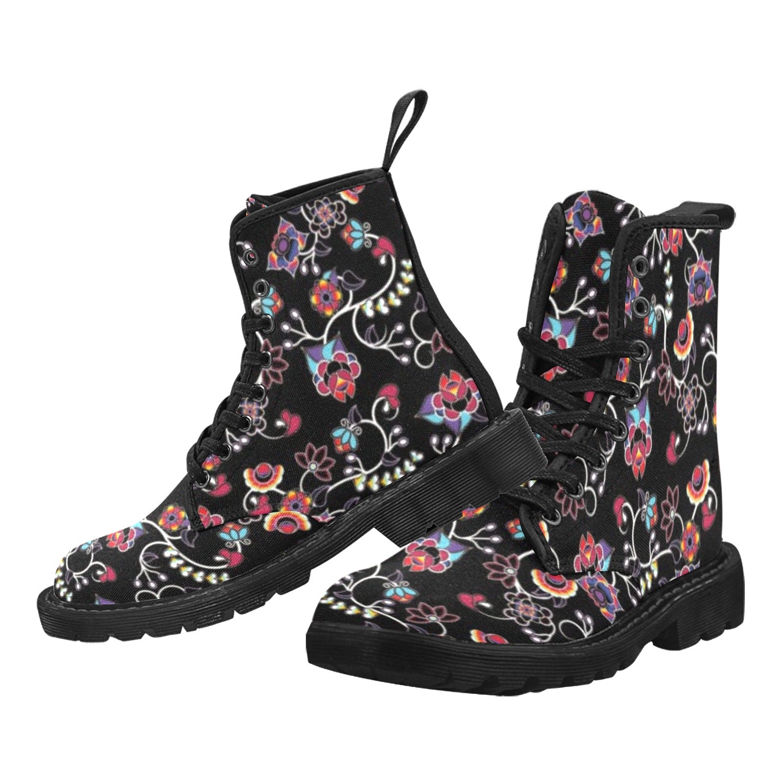 Floral Danseur Boots for Women (Black)