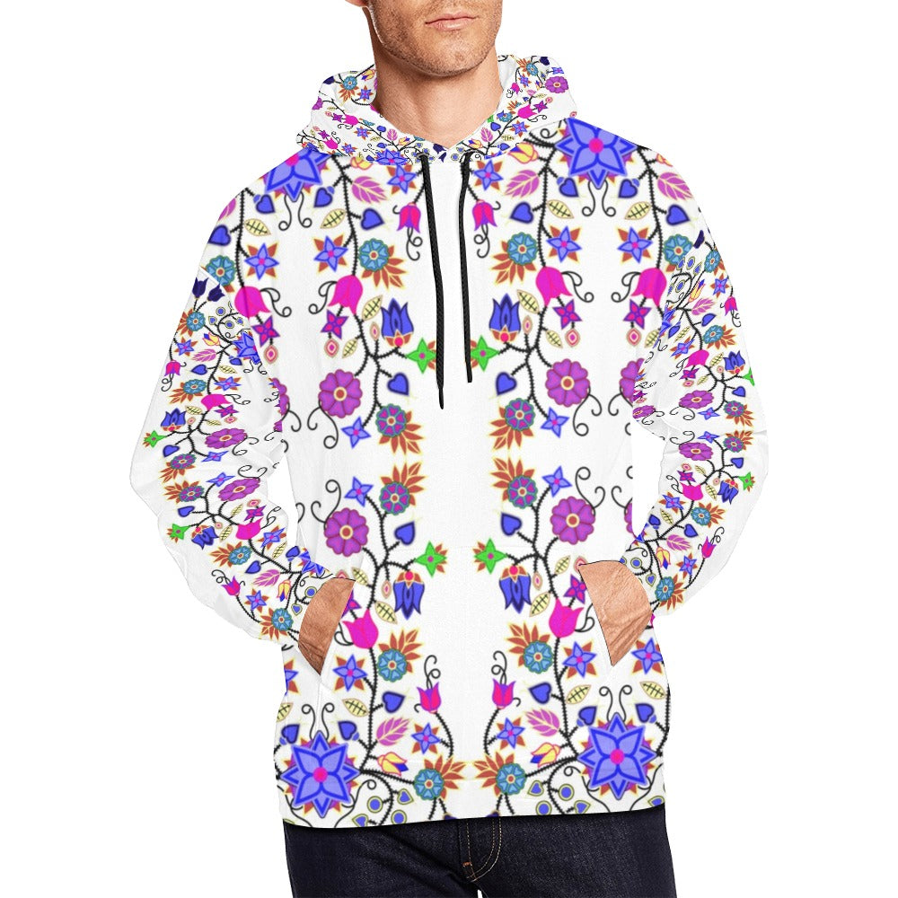 Floral Beadwork Seven Clans White Hoodie for Men (USA Size)