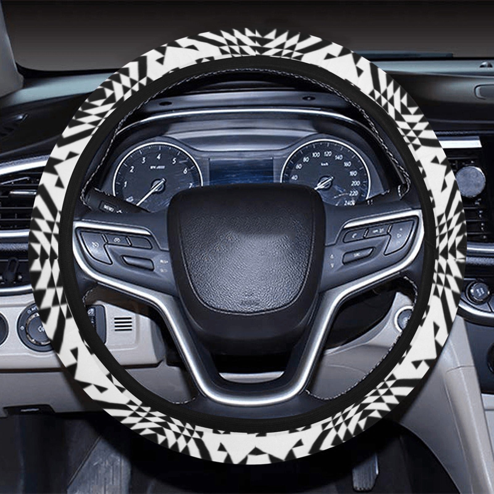 Black Rose Blizzard Steering Wheel Cover with Elastic Edge