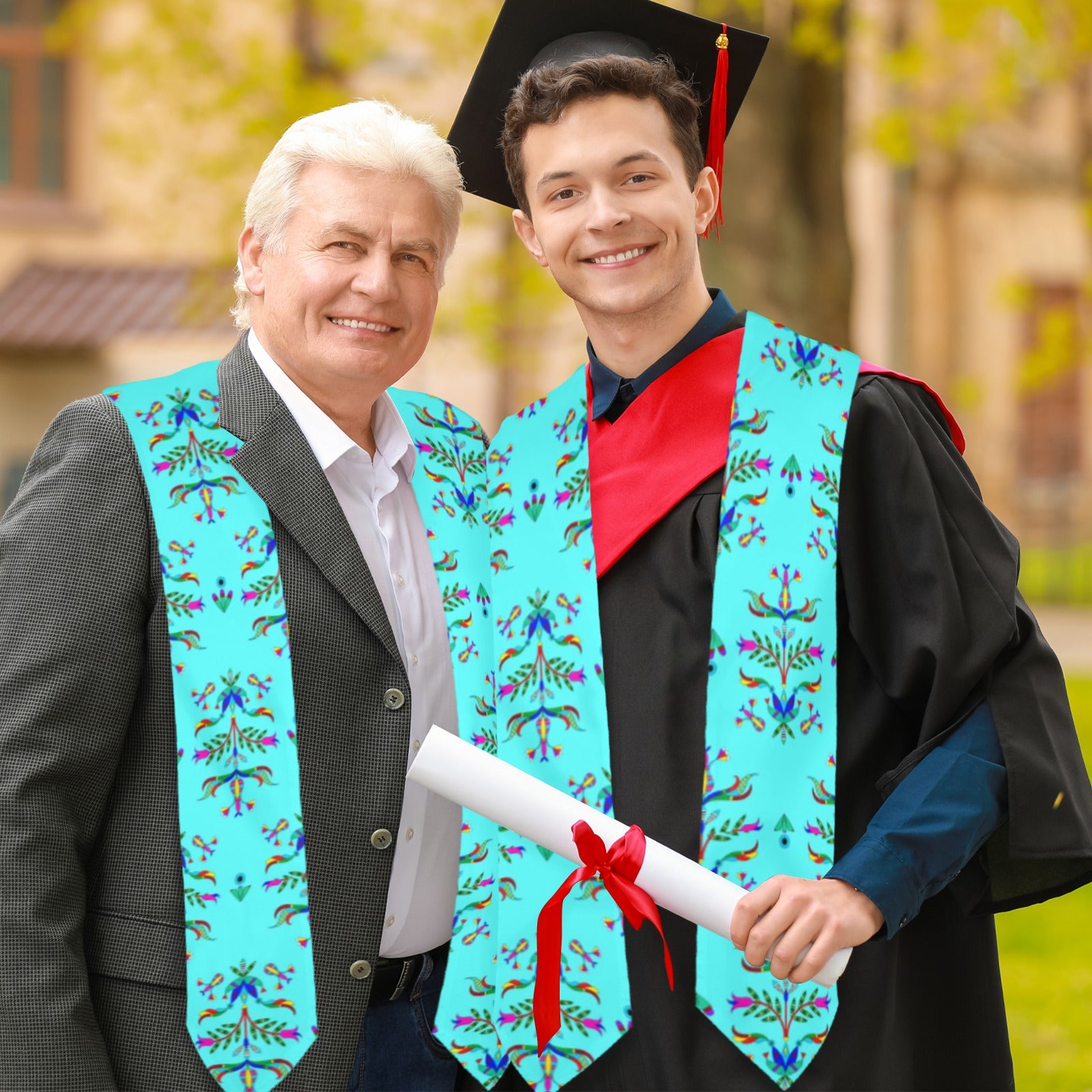 Dakota Damask Turquoise Graduation Stole