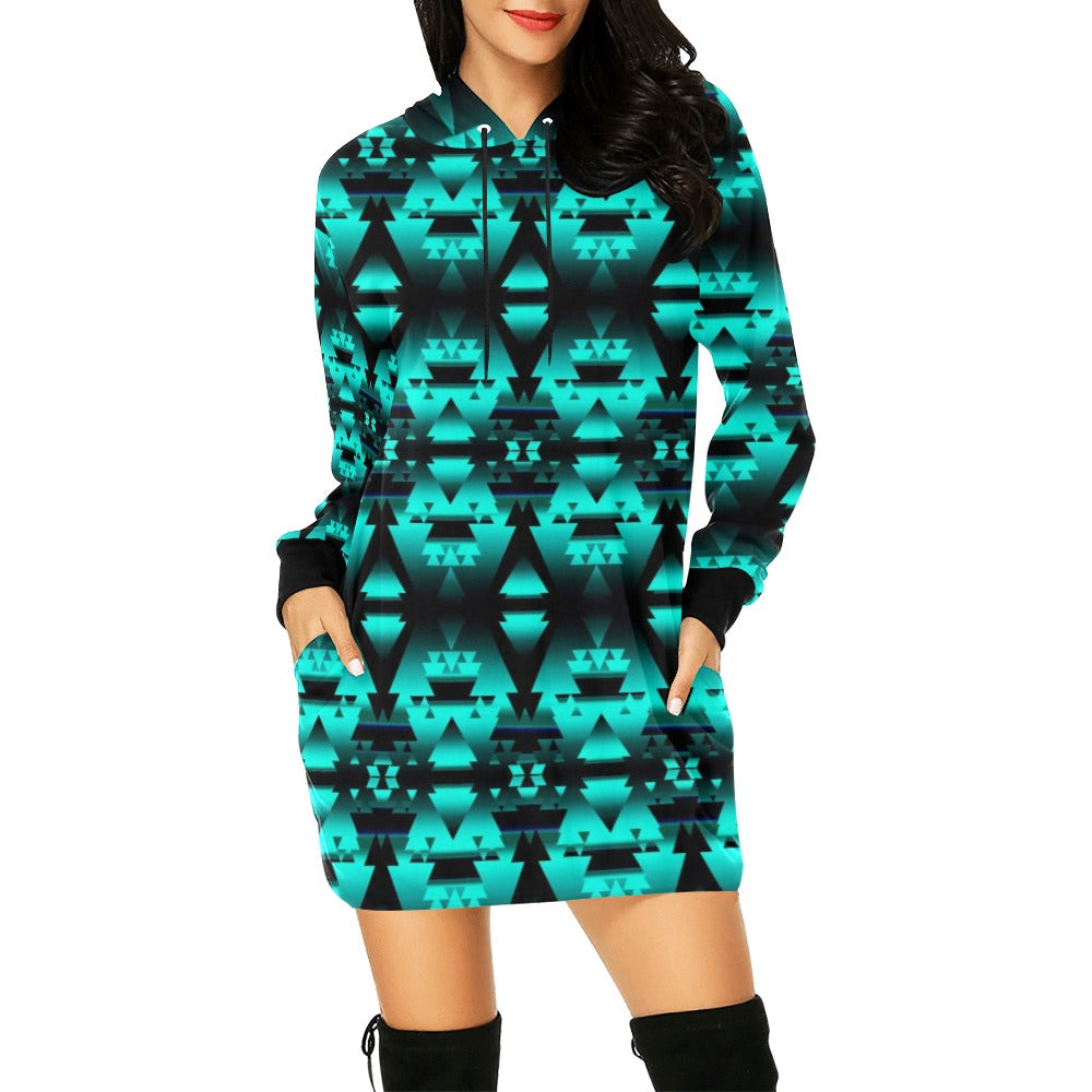 Dark Teal Winter Camp Hoodie Dress