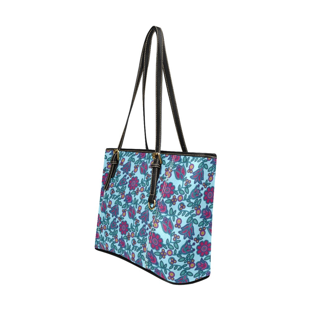 Beaded Nouveau Marine Leather Tote Bag/Large