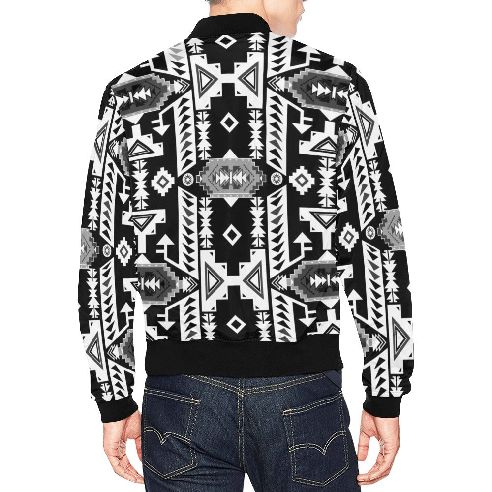 Chiefs Mountain Black and White Bomber Jacket for Men