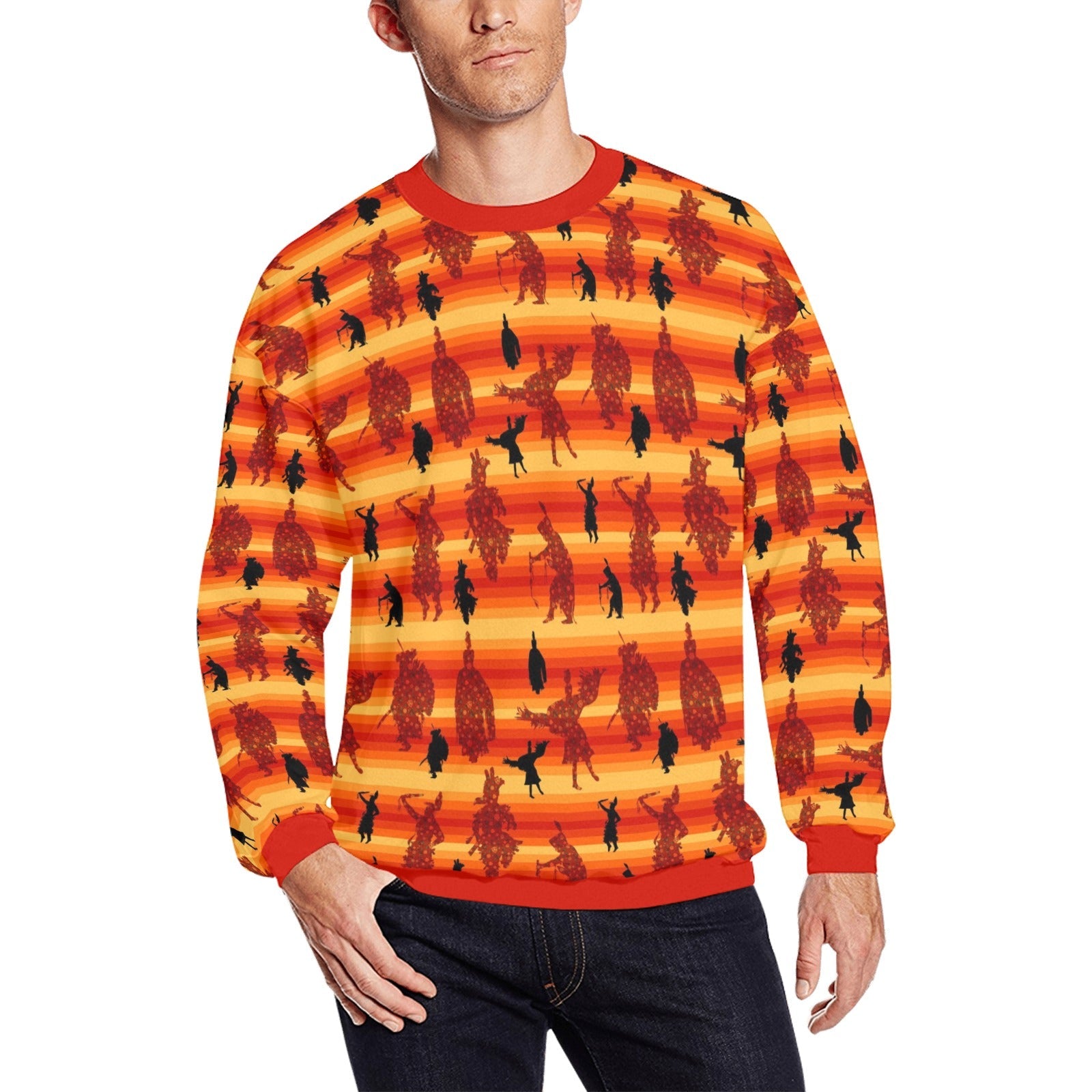 Dancers Brown All Over Print Crewneck Sweatshirt for Men (Model H18) shirt e-joyer 