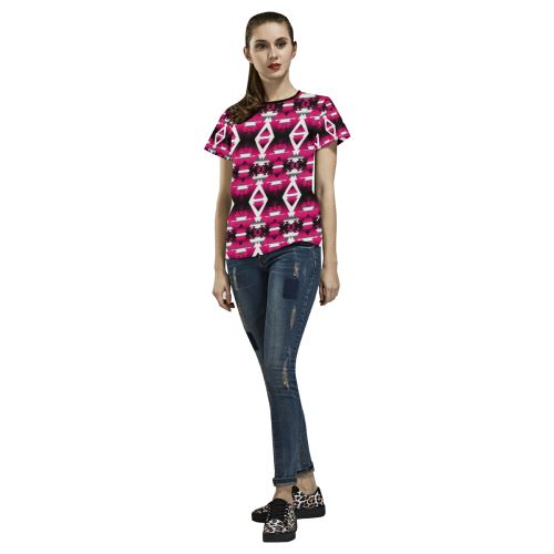 Dark Sunset Winter Camp All Over Print T-shirt for Women/Large Size (USA Size) (Model T40) All Over Print T-Shirt for Women/Large (T40) e-joyer 