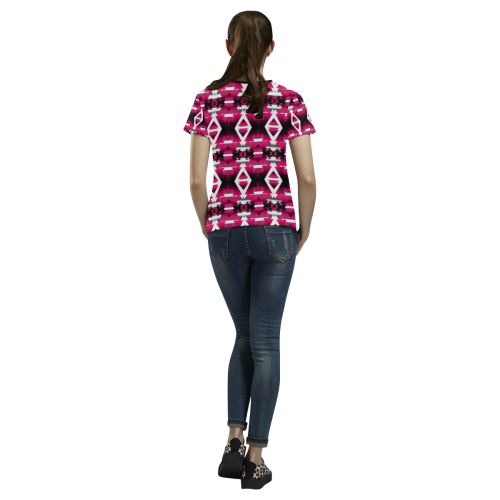 Dark Sunset Winter Camp All Over Print T-shirt for Women/Large Size (USA Size) (Model T40) All Over Print T-Shirt for Women/Large (T40) e-joyer 
