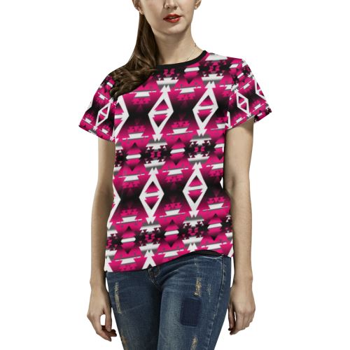 Dark Sunset Winter Camp All Over Print T-shirt for Women/Large Size (USA Size) (Model T40) All Over Print T-Shirt for Women/Large (T40) e-joyer 
