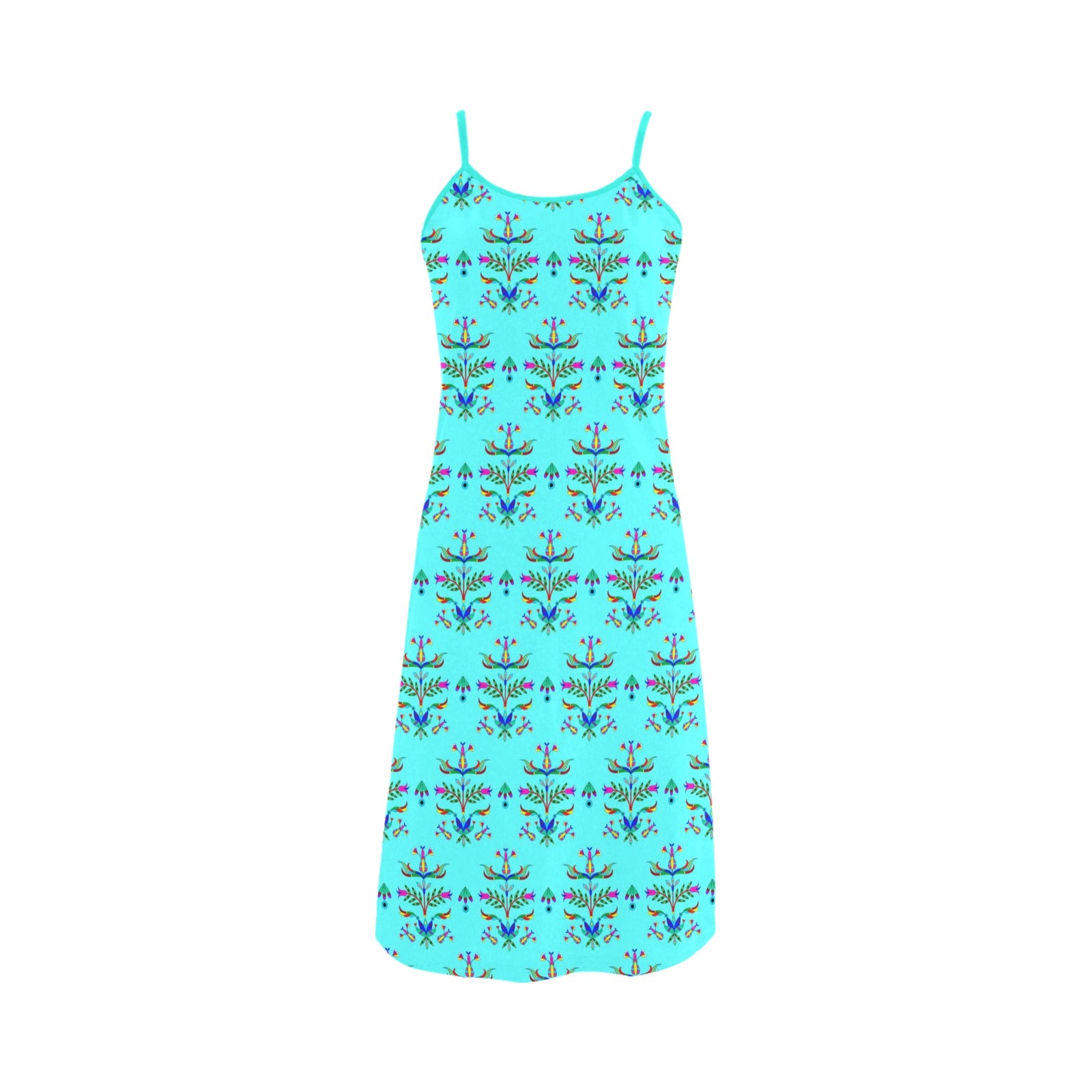 Dakota Damask Turquoise Alcestis Slip Dress