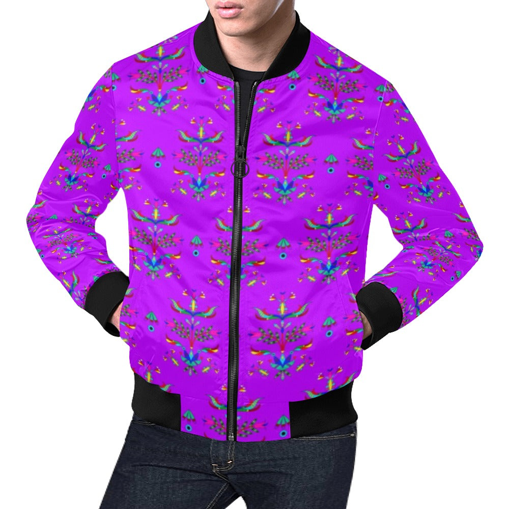 Dakota Damask Purple All Over Print Bomber Jacket for Men