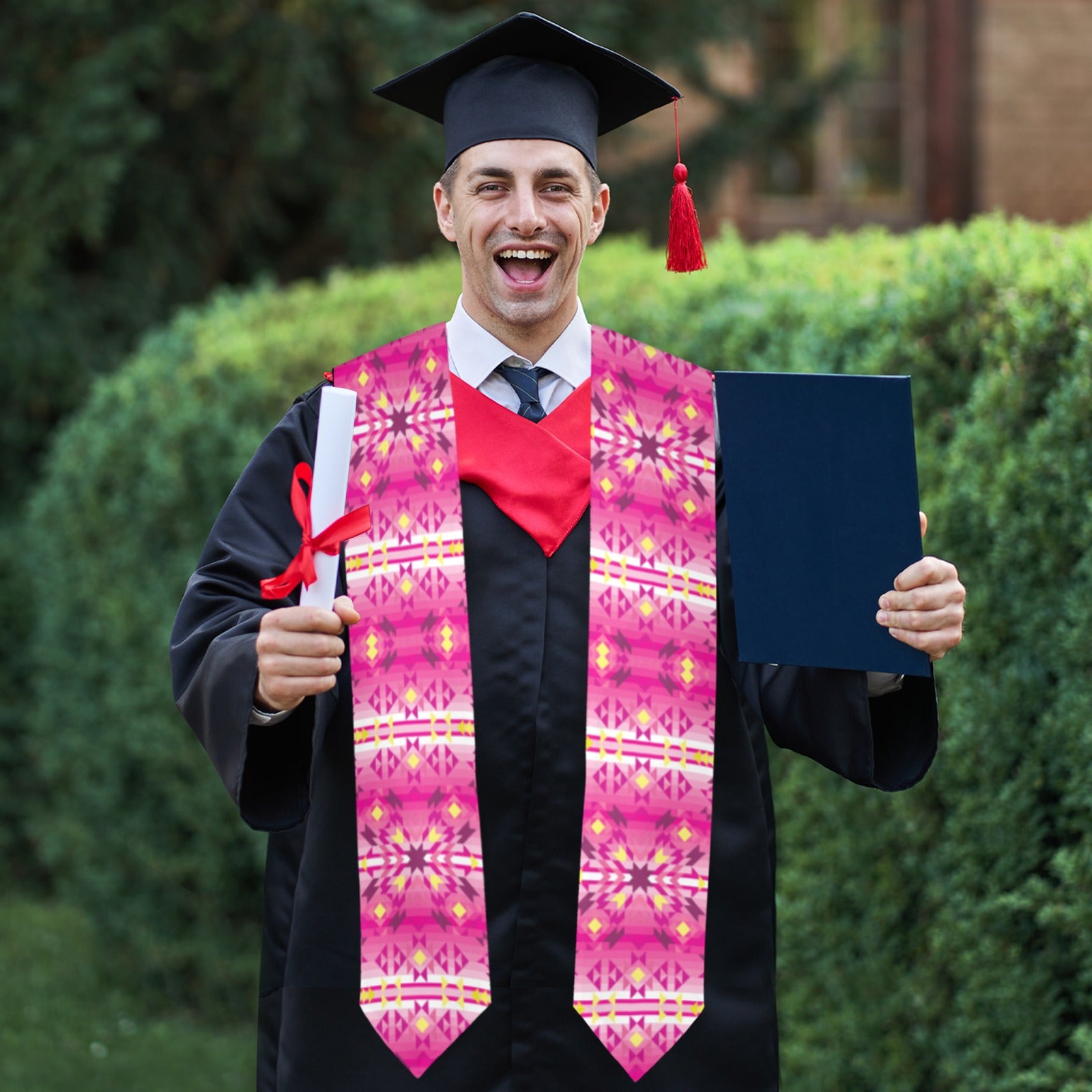 Pink Star Graduation Stole