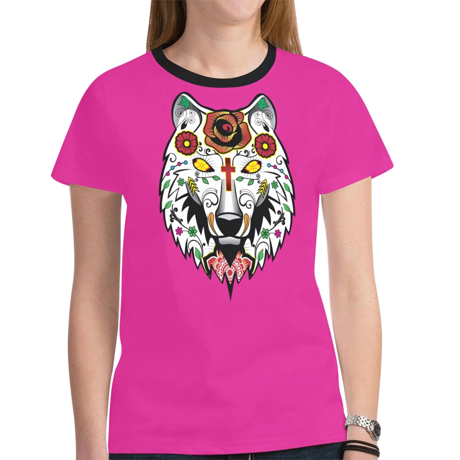 Wolf Spirit Guide (Pink) T-shirt for Women