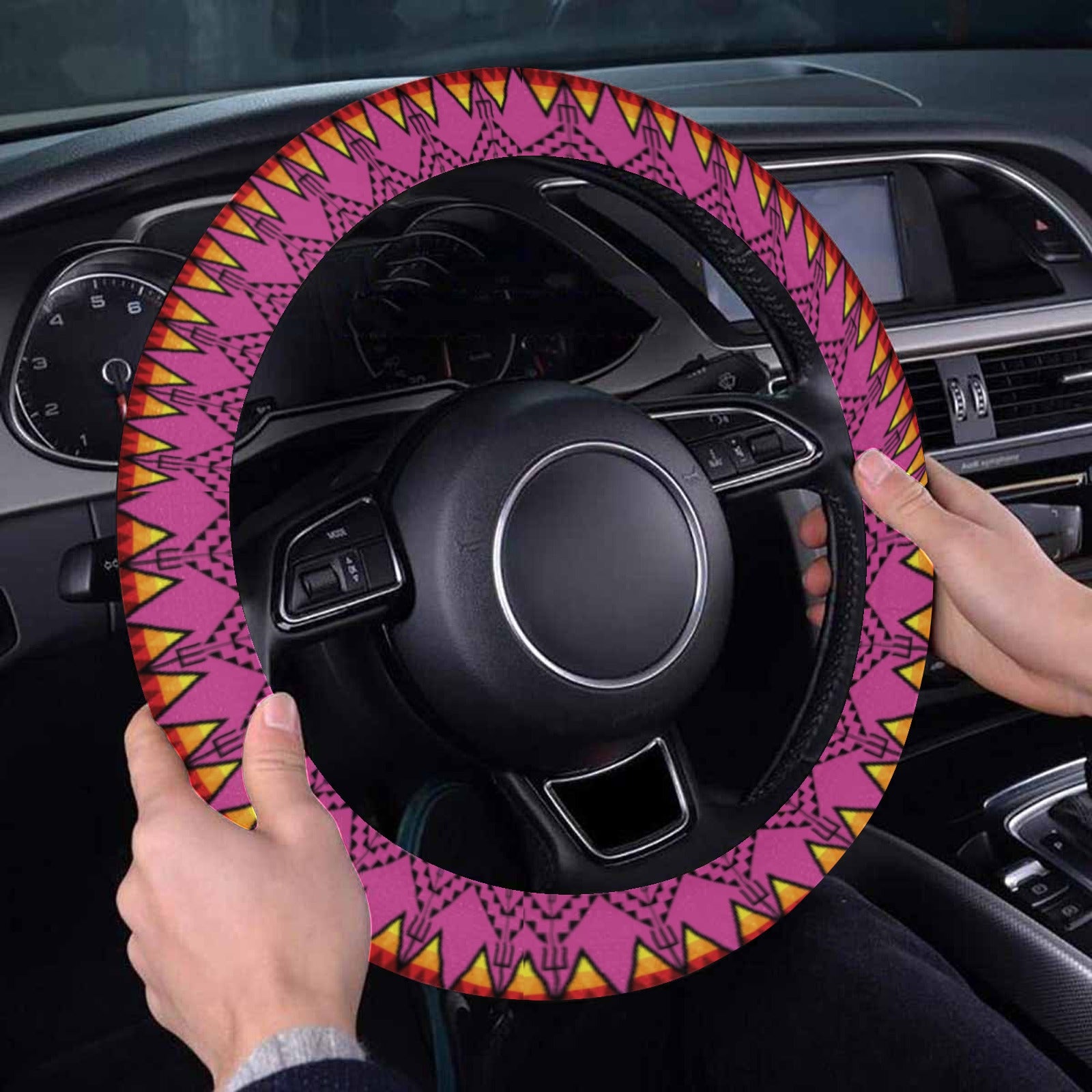 Sacred Trust Pink Steering Wheel Cover with Elastic Edge