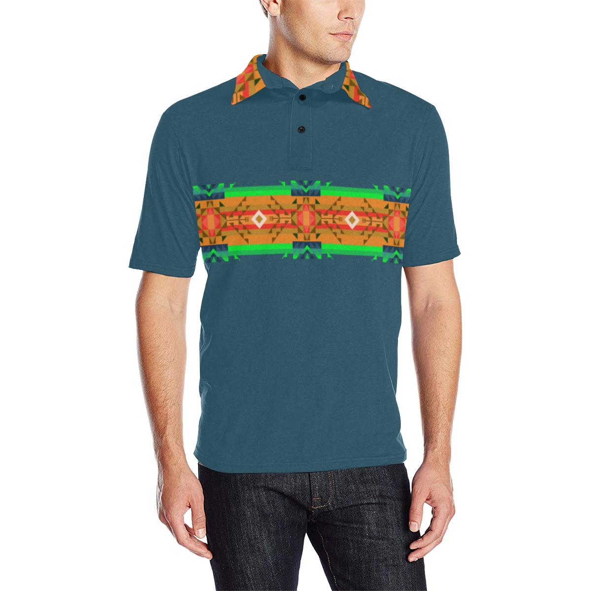 Denim Blanket Strip - I Men's All Over Print Polo Shirt (Model T55) Men's Polo Shirt (Model T55) e-joyer 