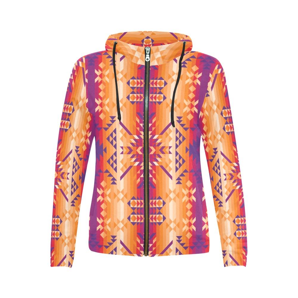 Desert Geo All Over Print Full Zip Hoodie for Women (Model H14) All Over Print Full Zip Hoodie for Women (H14) e-joyer 