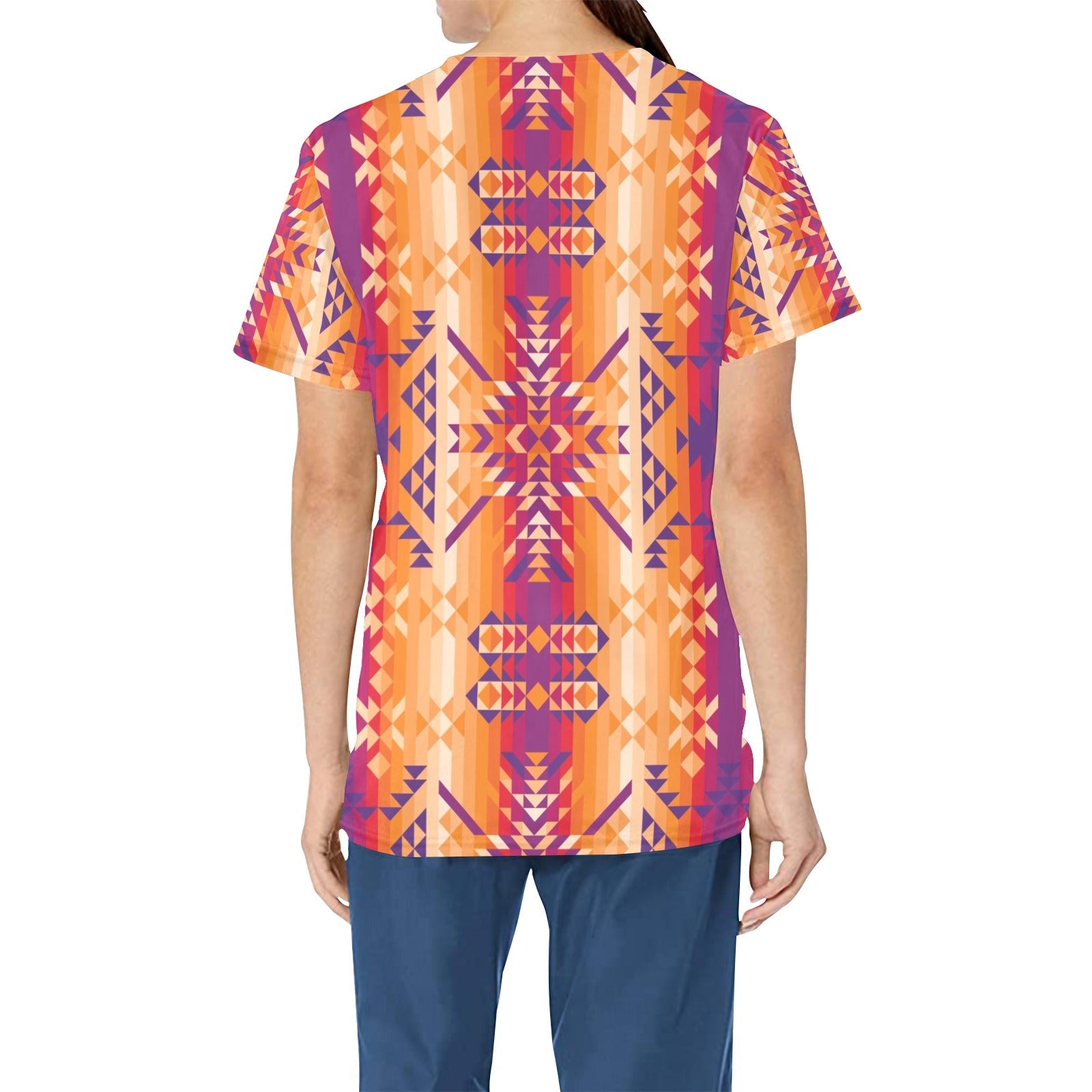 Desert Geo All Over Print Scrub Top Scrub Top e-joyer 